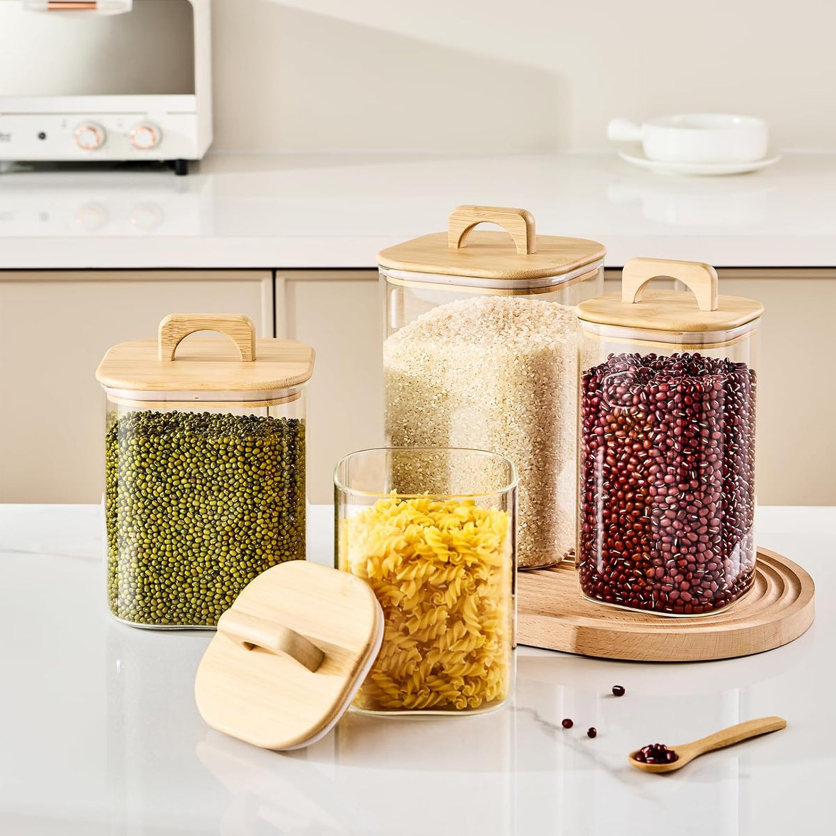 Sweejar 3 qt Glass Jars for Laundry Room Organization, 96 oz Laundry