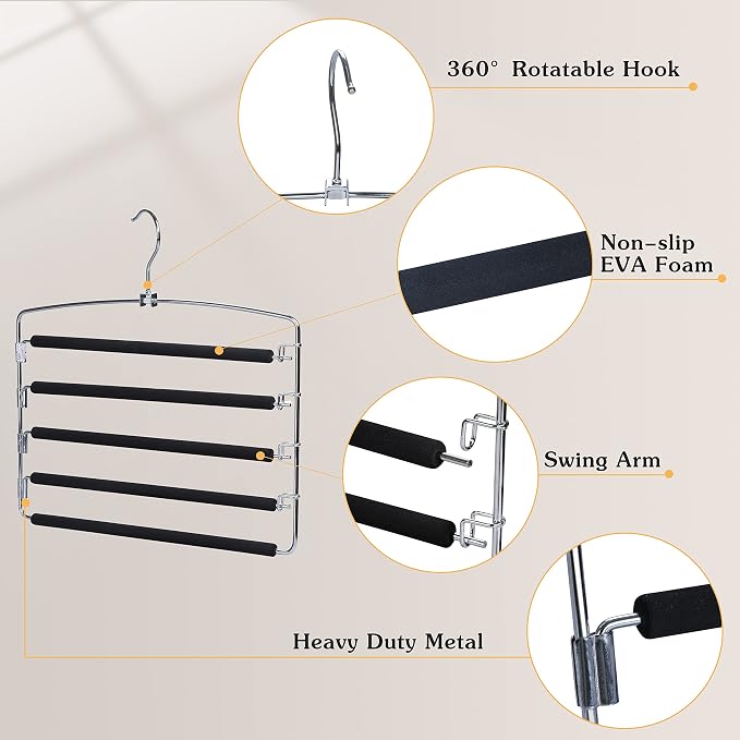 TOPIA HANGER Pants Hangers Space Saving, Non-Slip Foam Padded Organizer Hanger - Image 4