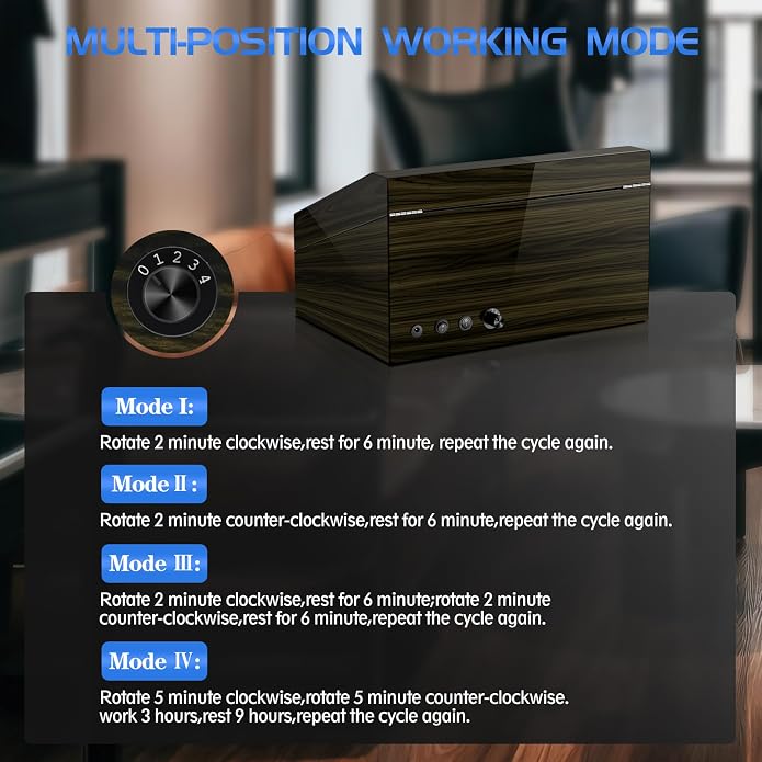 Watch Winder for Automatic Watches, Ultra Quiet Motor, 4 Automatic Watches and - Image 7