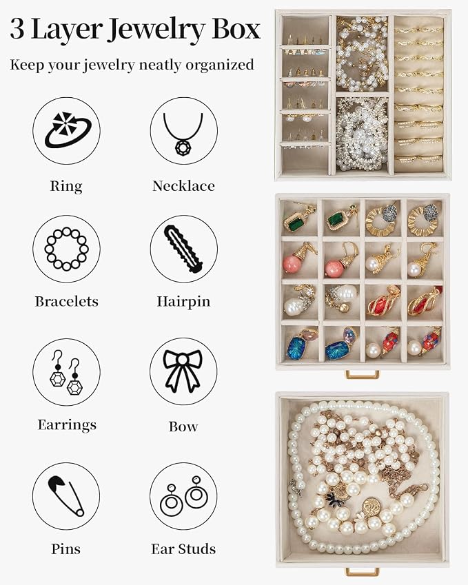TORIBIO Jewelry Box for Women, Leather Jewelry Organizer - Image 4