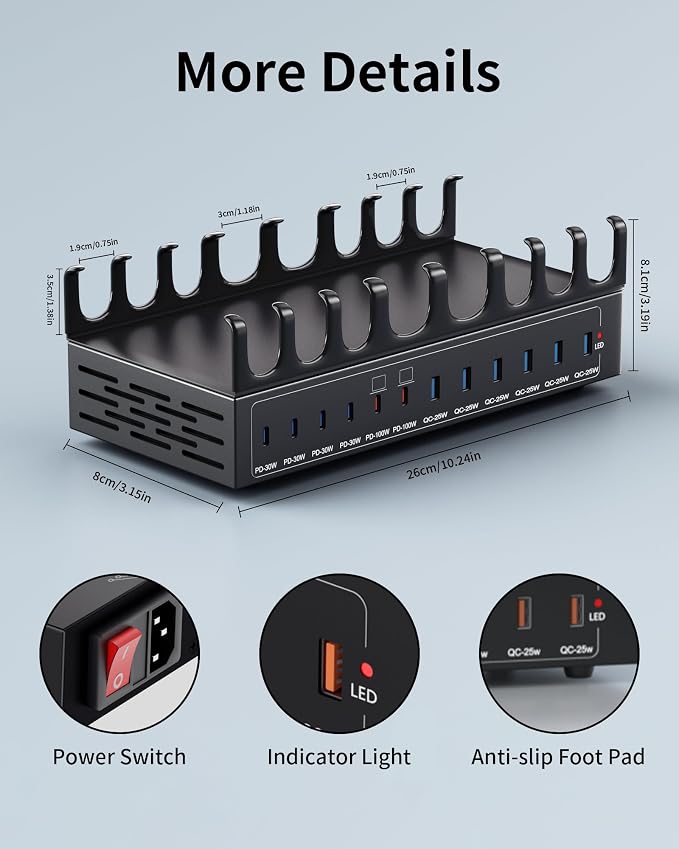 470W Charging Station for Multiple Devices, 12-Port USB C Charging Station - Image 8