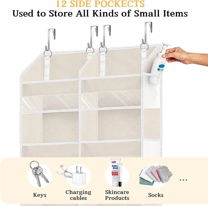 Over the Door Organizer 6 Tiers, Extra Large Behind Door Storage of 12 - Image 5