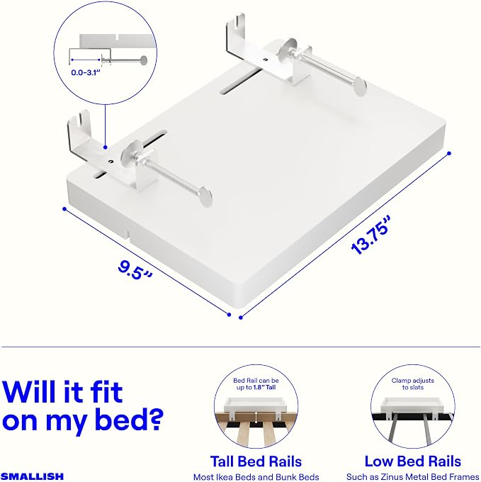BedShelfie Wood Bedside Shelf for Bunk Bed & Top Bunk, College Dorm Room - Image 2