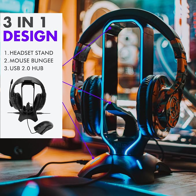 Tilted Nation Gaming Headset Stand | RGB Headphone Stand - Image 2