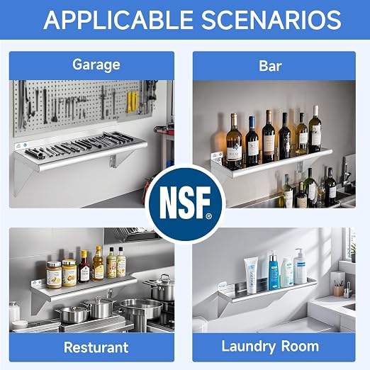 ROCKPOINT Stainless Steel Shelf 10 x 24 Inches 210lb, 2 Pack NSF Metal - Image 6