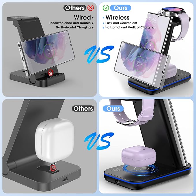 Wireless Charging Station for Samsung/Android, Fast Wireless Watch Charger - Image 7