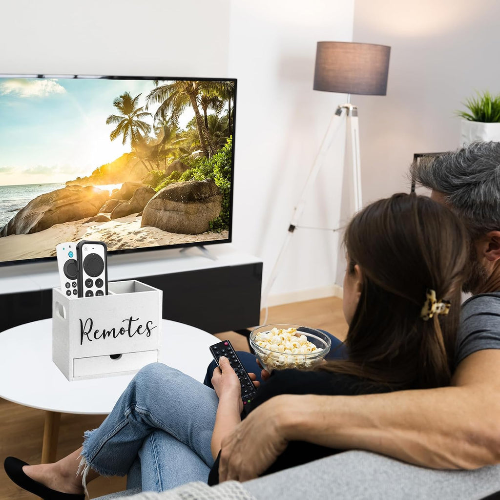 Remote Control Holder, 2 Slot Wooden TV Remote Holder for Table