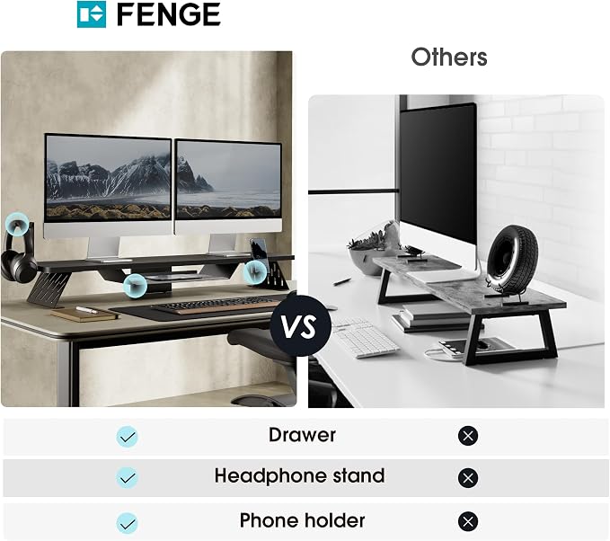 Fenge Dual Monitor Stand, 42.5 Inch Monitor Riser - Image 4