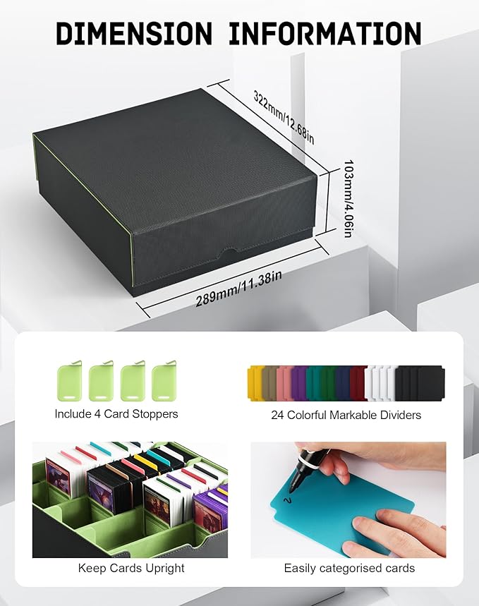 ZLCA Card Storage Box for MTG PTCG, Commander Deck Box Holds 3200+ Cards - Image 2