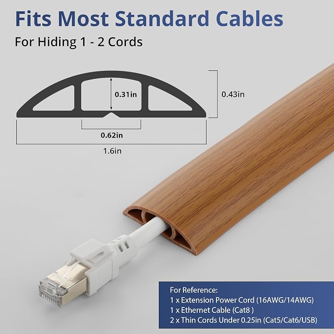 ZhiYo 10ft Cord Covers for Wires on Floor, Cord Hider Floor Hide Extension Cords - Image 2