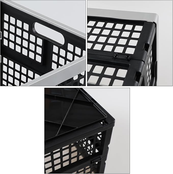 Collapsible Utility Crate Storage Bin, Folding Plastic Stackable Utility Crates - Image 3