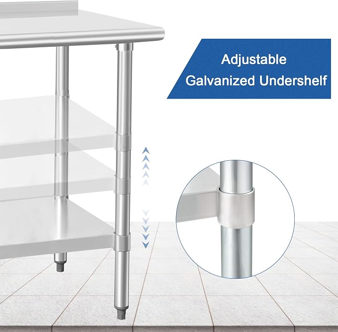 HARDURA Stainless Steel Prep & Work Table 30 x 60 Inches NSF Heavy Duty - Image 3