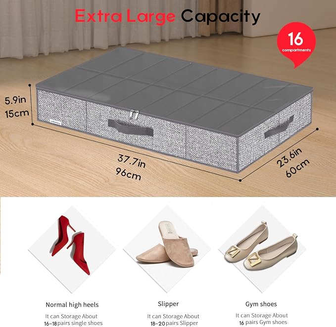 Onlyeasy Sturdy Under Bed Shoe Storage Organizers - Image 2
