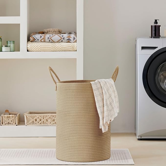 VIPOSCO Large Laundry Hamper, Tall Woven Rope Storage Basket - Image 7