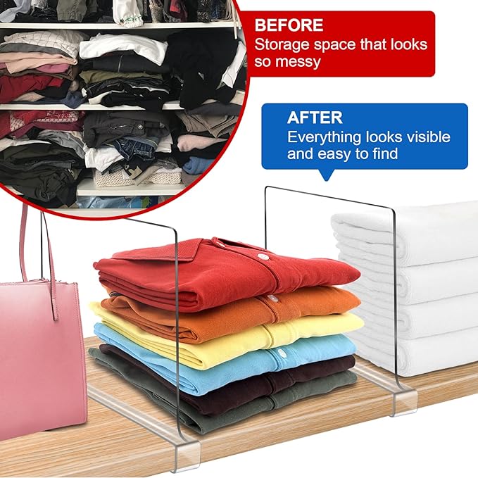 Acrylic Shelf Dividers for Closet Organization 8PCS Closet Shelf Divider Closet - Image 4