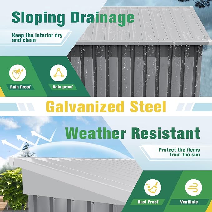 Flamaker 5x3 FT Storage Shed Waterproof Metal Garden Shed - Image 3