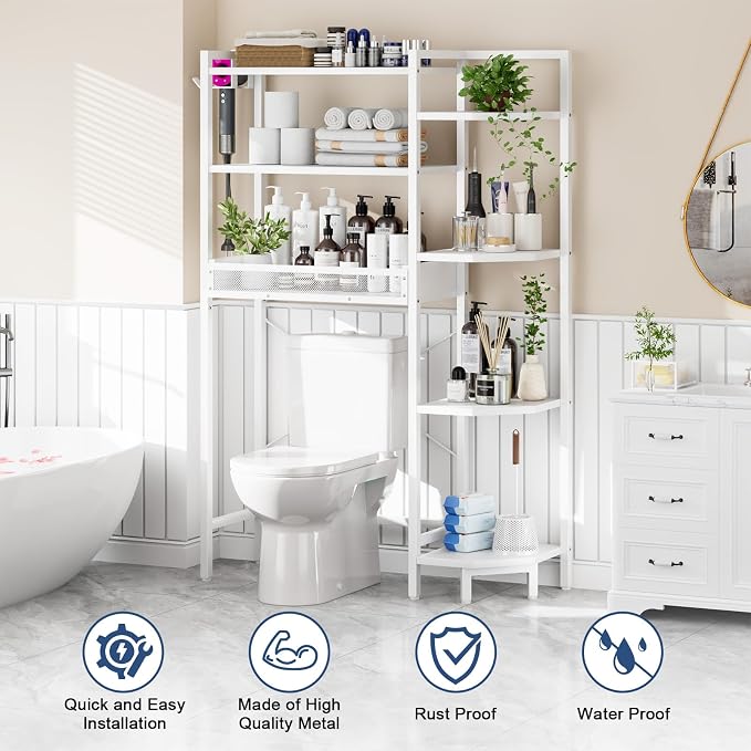 K1 Heavy Duty 7-Tier Over The Toilet Storage（With Basket and Paper - Image 5