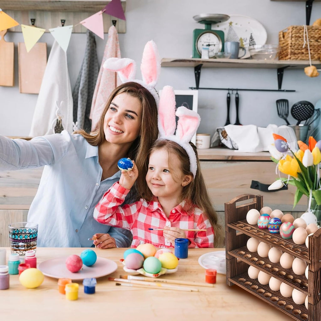 Wooden Egg Holder 3 Layer Fresh Egg Rack Holders Countertop Stackable