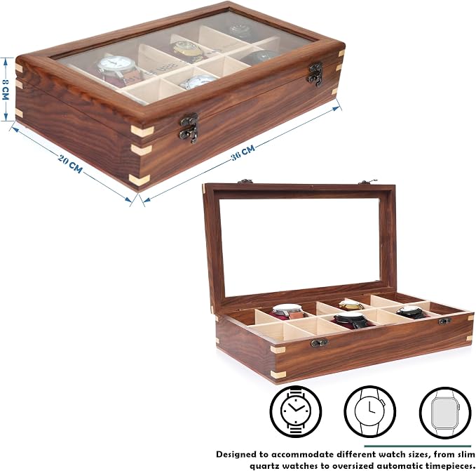 Wooden Watch Box for Men & Women, Watch Organizer & Display Case, Premium - Image 5