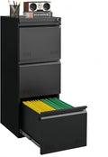 Metal File Cabinet with Lock, Vertical 3 Drawer File Cabinets by GUIZEEOPO