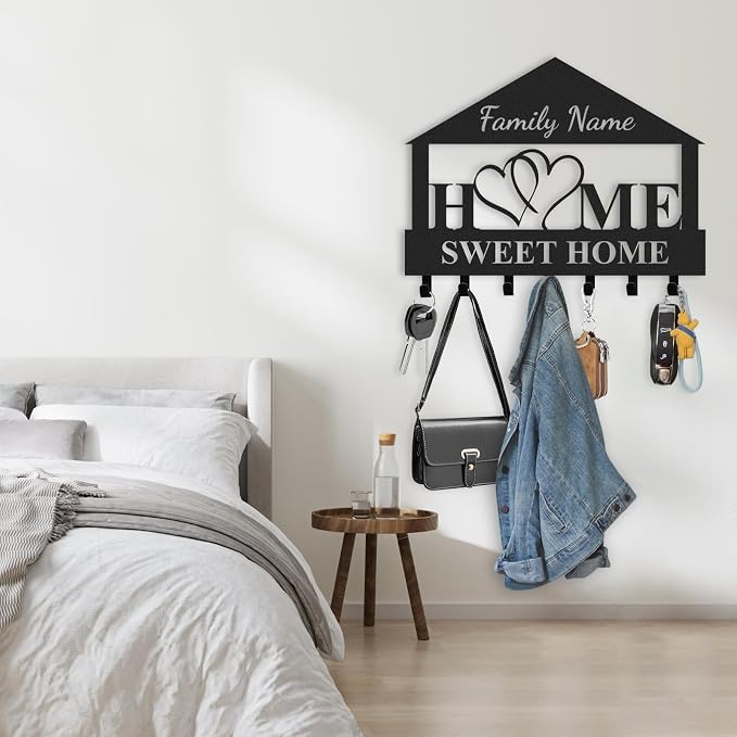 Personalized Key Holder for Wall, Key Holder Wall Mount, Custom Name Coat Rack - Image 3