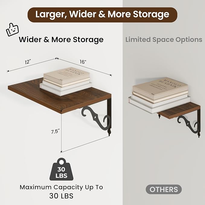 RICHFOCUS 12 Inch Deep Floating Shelves - Image 3