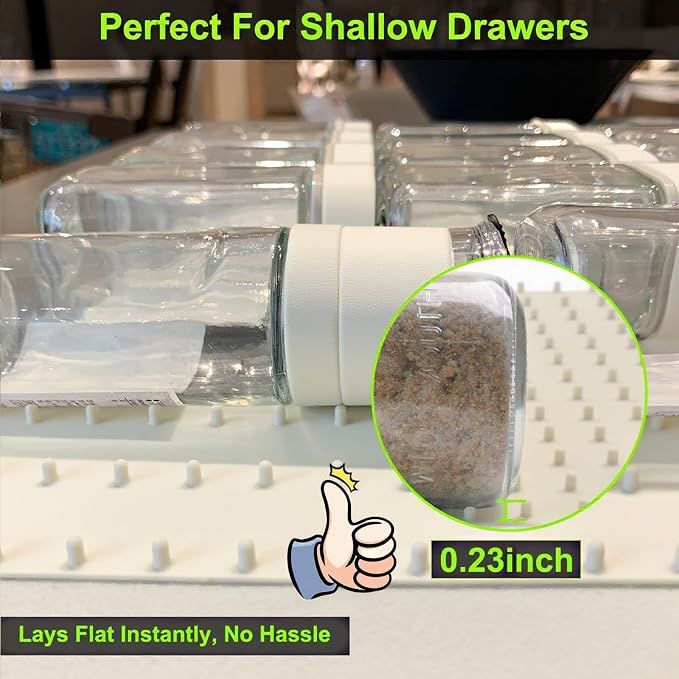 Gosmol Spice Drawer Organizer insert, Adjustable & Non-Slip Silicone Spice - Image 4