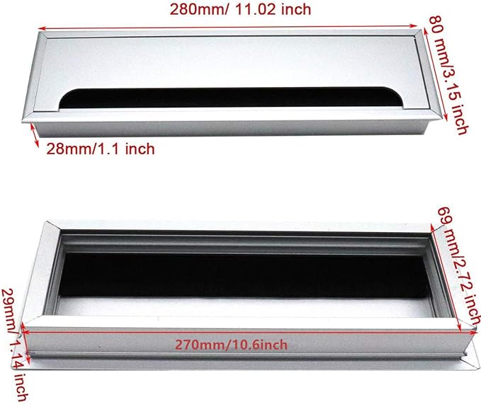 XMHF Aluminum Alloy Rectangle Wire Cable Grommet Hole Cover Cable Organizer - Image 3