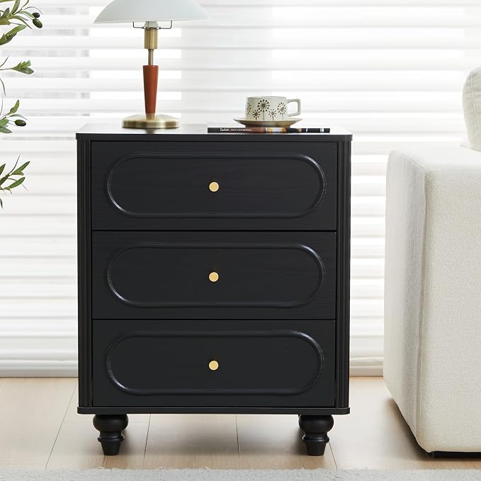 Fluted 3 Drawer Dresser for Bedroom, Modern Mid Century Chest of Drawers - Image 3