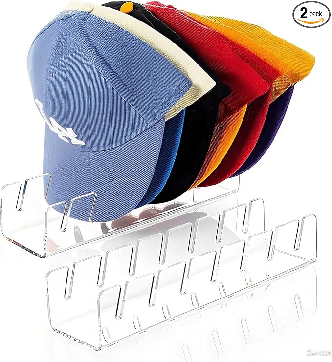 Hat Organizer for Baseball Caps, 2 Pack No Install Clear Acrylic Hat Rack by Unknown