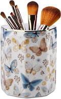 Jwest Pen Holder, Ceramic Shiny Gold Graphic Butterfly Pattern Pencil