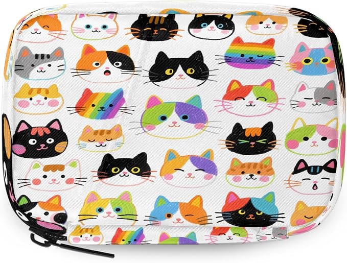 Colorful Hand Drawn Cat Pill Organizer Travel Medicine Case by Unknown