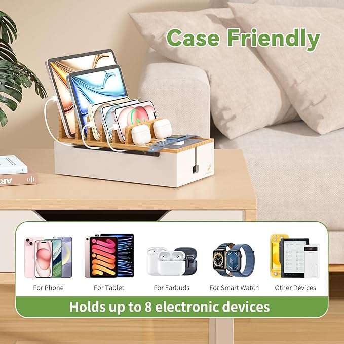 Pezin & Hulin Bamboo Cable Management Box, Wire Organizers - Image 4