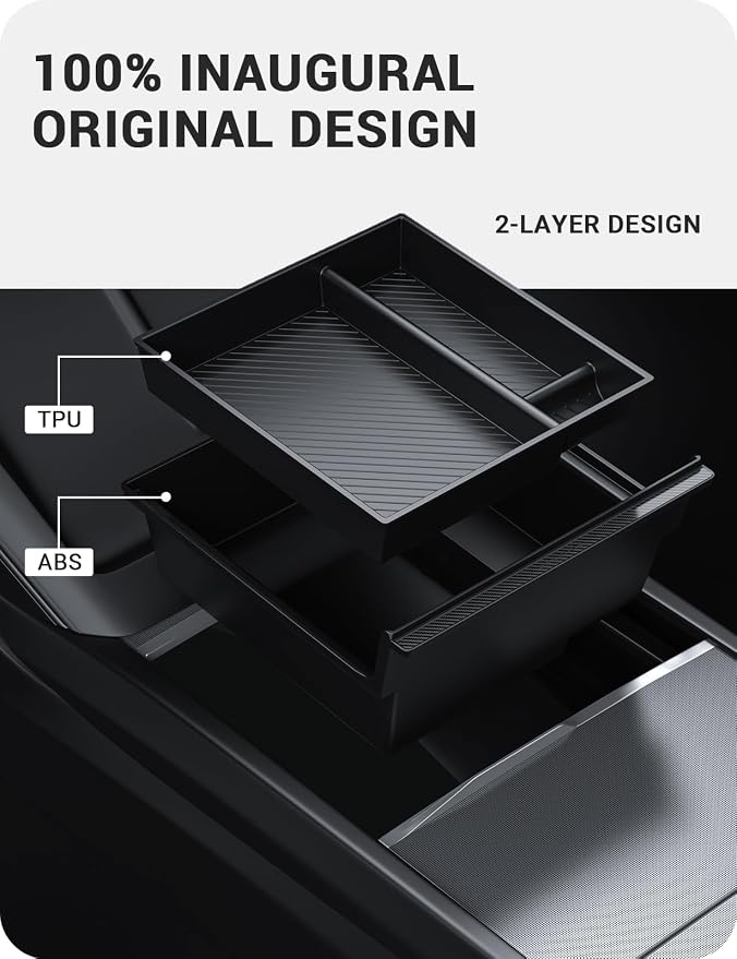 BASENOR 2026 Tesla Model Y Model 3 Center Console Organizer Tray, Cup Holder - Image 5
