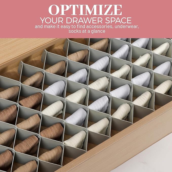 ROUFA Sock Drawer Organizer for Dresser, Honeycomb Underwear Dividers for Women - Image 4