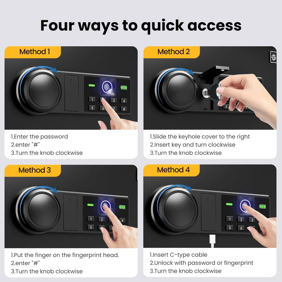 XDeer Biometric Safe with Fireproof Waterproof Bag, Small Safe 0.78