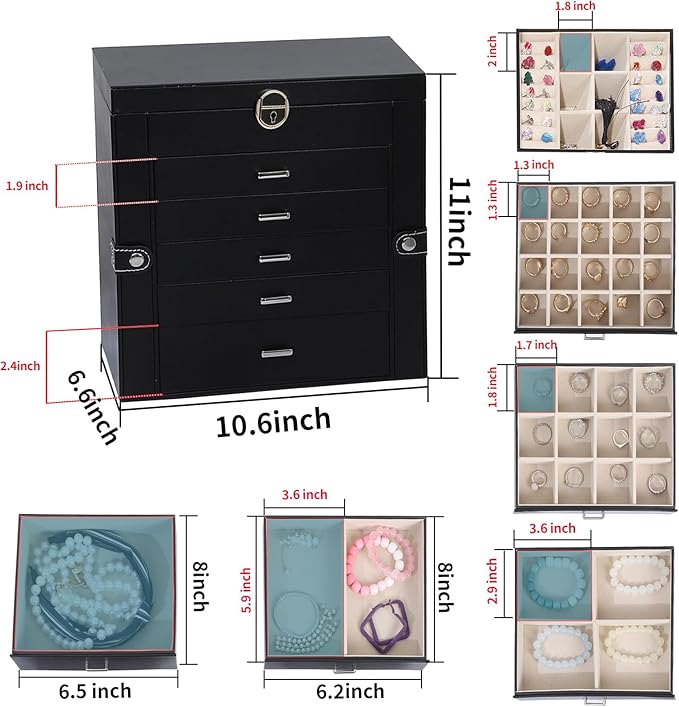 BOOVO Jewelry Box For women, 6 Layer Large Jewelry Organizer - Image 4