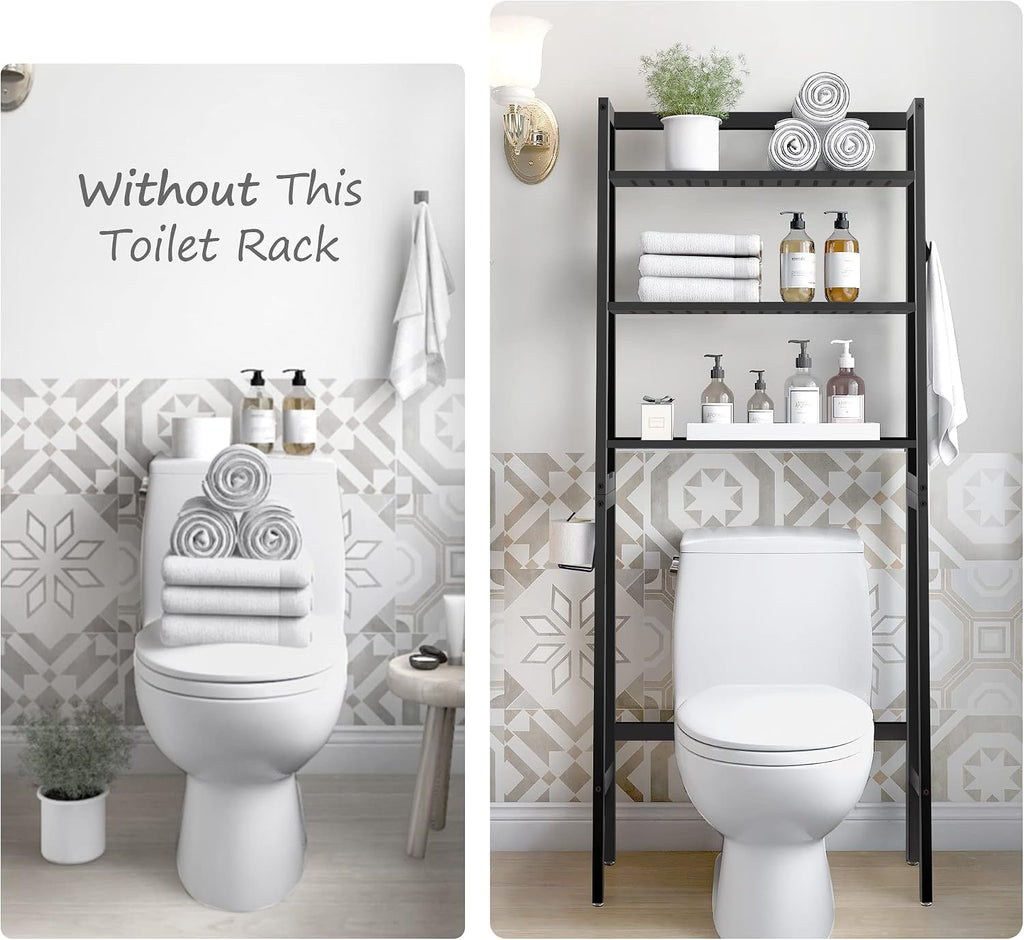 MallKing Over-The-Toilet Storage Rack, Wooden 3-Tier Over-The-Toilet