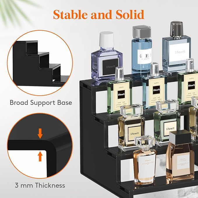 Lifewit Cologne Organizer for Men, 4 Tier Plastic Perfume Stand, Tool-free - Image 2