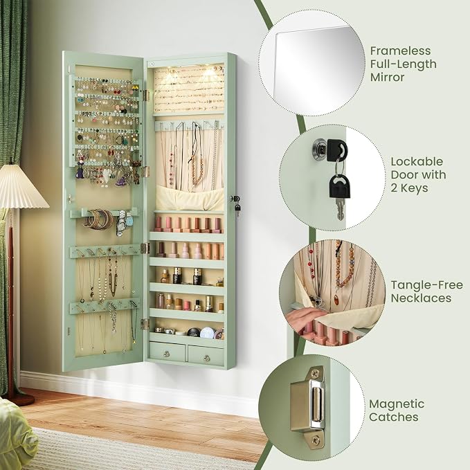 Giantex Wall Door Mounted Jewelry Armoire Cabinet - Image 6