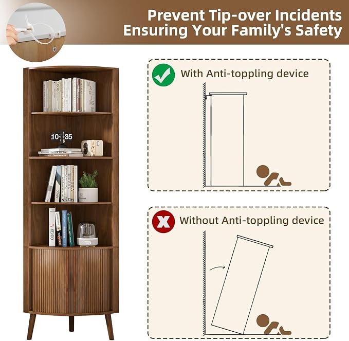 Corner Cabinet, 66.73'' Tall Modern Corner Bathroom Storage Cabinet - Image 8