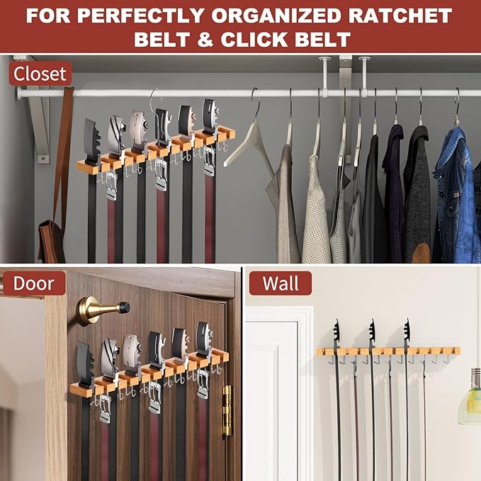 Belt Hanger for Closet Max 42 Belts, 2-in-1 Wall Mount Belt Organizer - Image 6