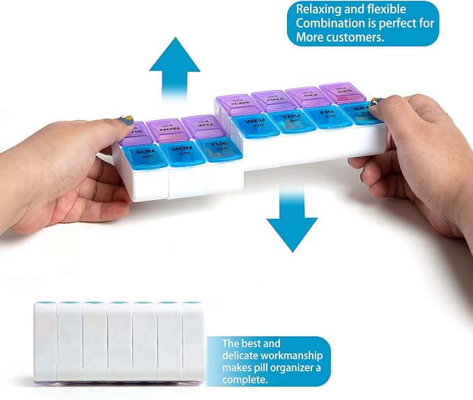 Weekly 7 Day Pill Organizer Case 2 Times a Day, Large Portable Pill Box 7 Day - Image 5