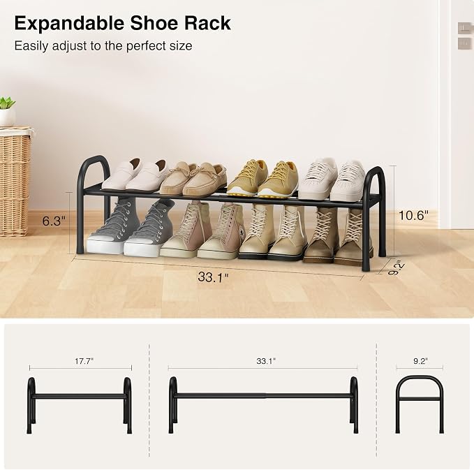 STO STO Expandable Shoe Organizer, 1-Tier Metal Shoe Rack - Image 3