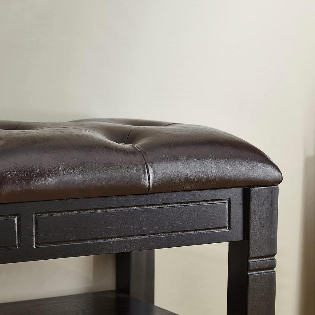 LEILISI Shoe Bench, Storage Rack Organizer with Cushion 2 Tier Lift