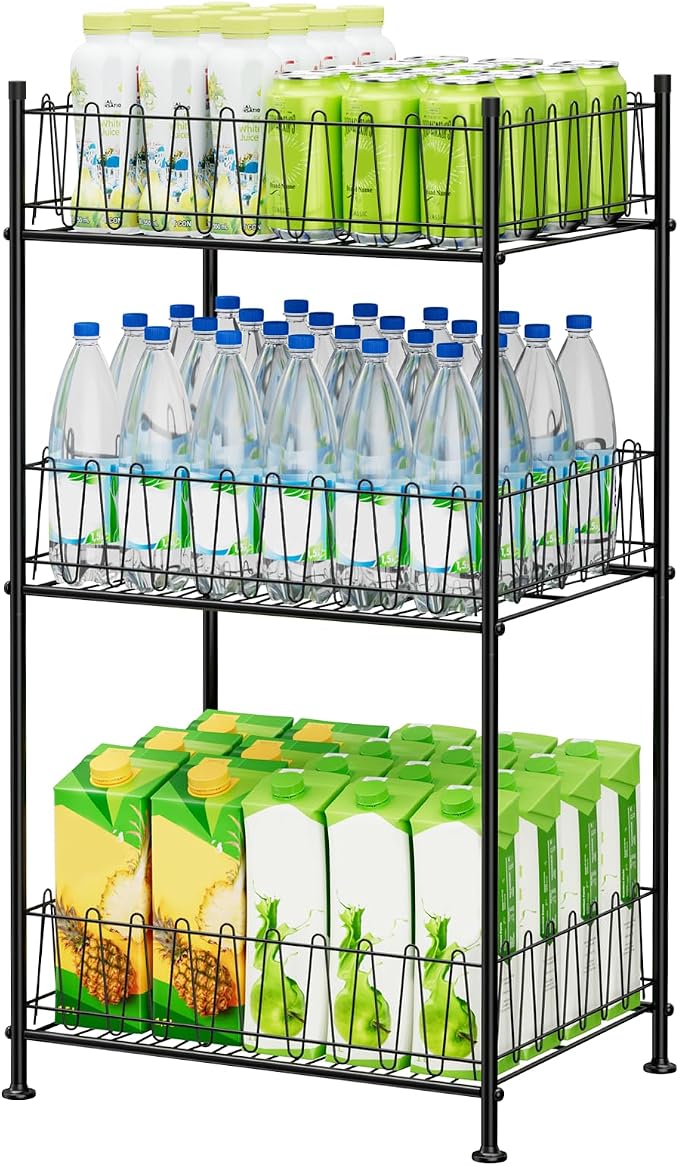 Water Bottle Organizer 3 Tier Water Bottle Holder Storage Rack Metal Drink by ETELI