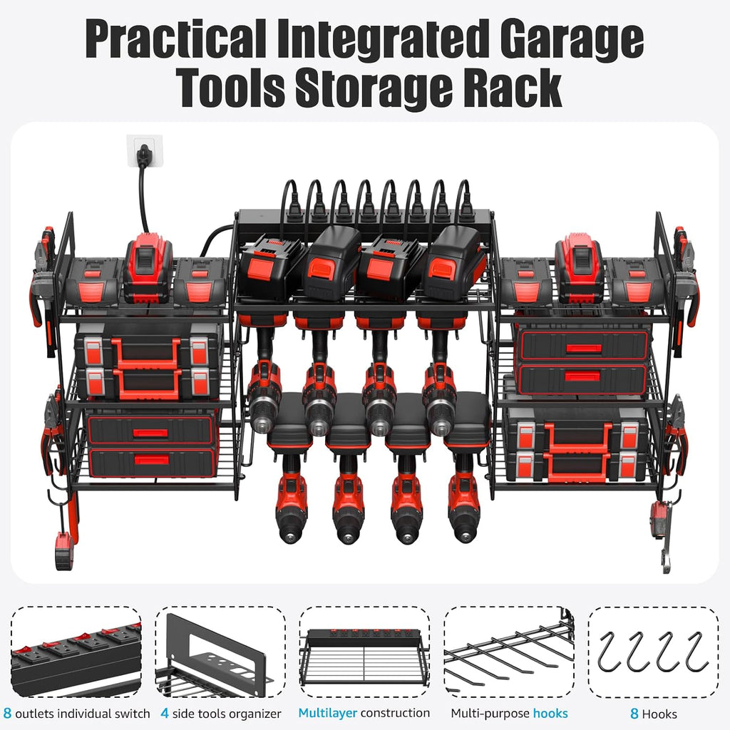 CCCEI Black Power Tool Organizer Wall Mount, Large Tools and Battery