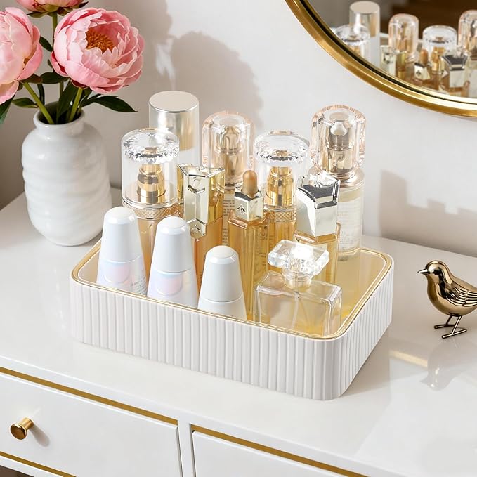 Desk Organizer Tray, PU Leather Valet Tray Nightstand Organizer Cologne Perfume - Image 3