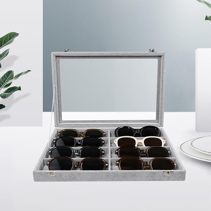 Wudygirl Jewelry organizer Sunglass Organizer 8 Slot Velvet Jewelry Tray - Image 5