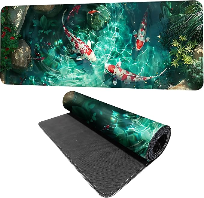 Koi Fish Mouse Pad XXL – Large Japanese Pond Desk Mat by THISFIND